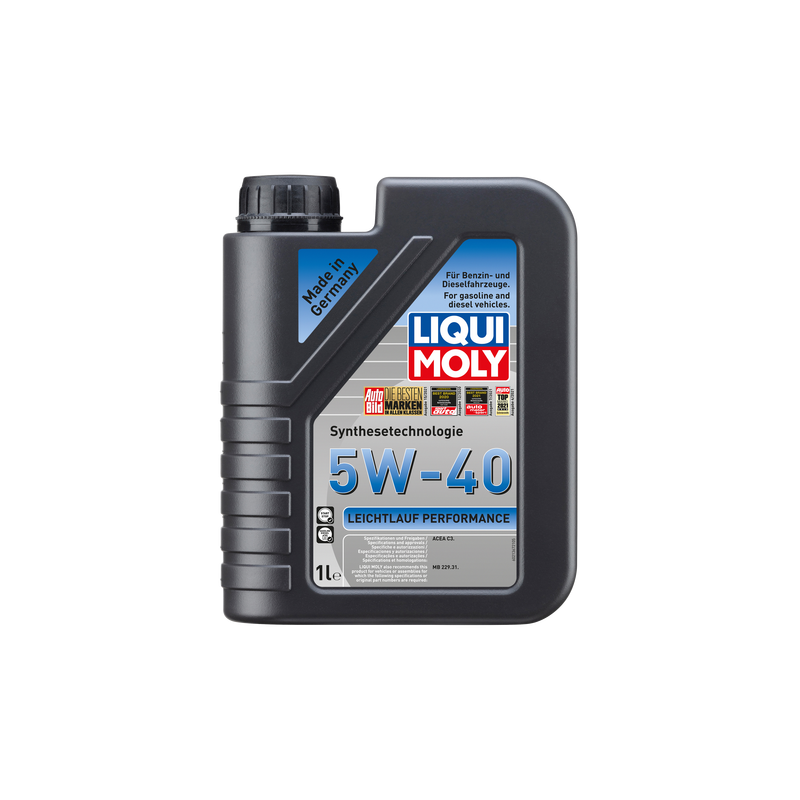 Photographie d'un bidon de LEICHTLAUF PERFORMANCE 5W-40 | Huile moteur voiture Liqui Moly