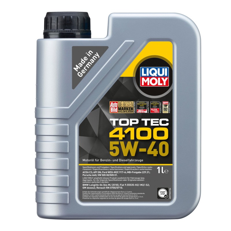 Photographie d'un bidon de Top Tec 4100 5W-40 | Huile moteur voiture Liqui Moly