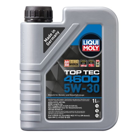 Photographie d'un bidon de TOP TEC 4600 5W-30 | Huile moteur voiture Liqui Moly