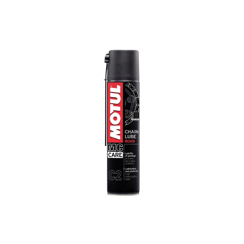 Photographie d'une huile de moteur Lubrifiant Motul MC CARE C2 CHAIN LUBES ROAD 400mL