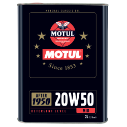 Photographie d'un bidon de Huile Moteur Motul Classic Oil 20W50 2L