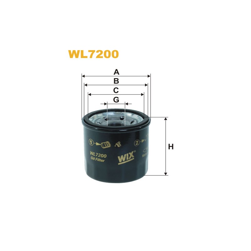 Photographie du produit d'entretien Filtre a Huile WIX WL7200 pour voiture