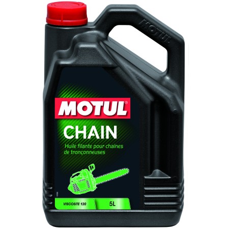 Photographie d'une huile de moteur Huile pour Chaîne de Tronçonneuse Motul CHAIN 5L