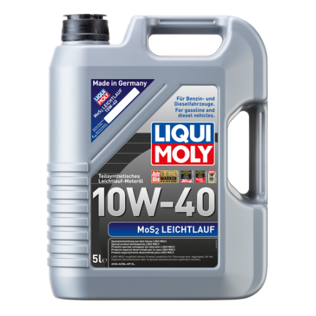 Photographie d'un bidon de MoS2 Anti Usure Leichtlauf 10W-40 | Huile moteur voiture Liqui Moly