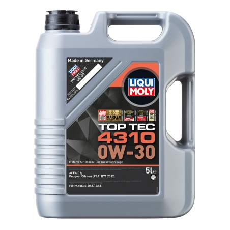 Photographie d'un bidon de TOP TEC 4310 0W-30 | Huile moteur voiture Liqui Moly