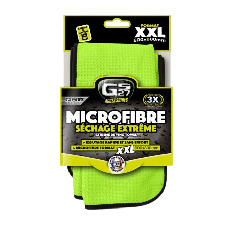 Photographie du produit d'entretien Microfibre séchage express XXL 600x800mm Tissage nid d'abeille GS27 Photographie du produit d'entretien Microfibre séchage express XXL 600x800mm Tissage nid d'abeille GS27