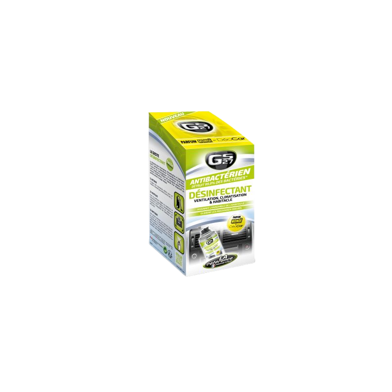 Photographie du produit d'entretien Coffret Désinfectant Climatisation, Ventilation et Habitacle Parfum Monoï GS27 125mL