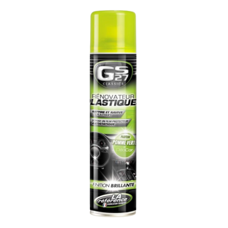 Photographie du produit d'entretien Rénovateur Plastique Finition Brillant effet Voiture Neuve (Parfum Pomme) 400 mL GS27 Photographie du produit d'entretien Rénovateur Plastique Finition Brillant effet Voiture Neuve (Parfum Pomme) 400 mL GS27