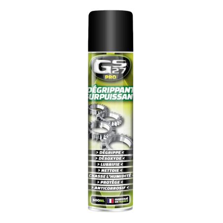 Photographie du produit d'entretien Aérosol Dégrippant Surpuissant 500mL GS27 Photographie du produit d'entretien Aérosol Dégrippant Surpuissant 500mL GS27